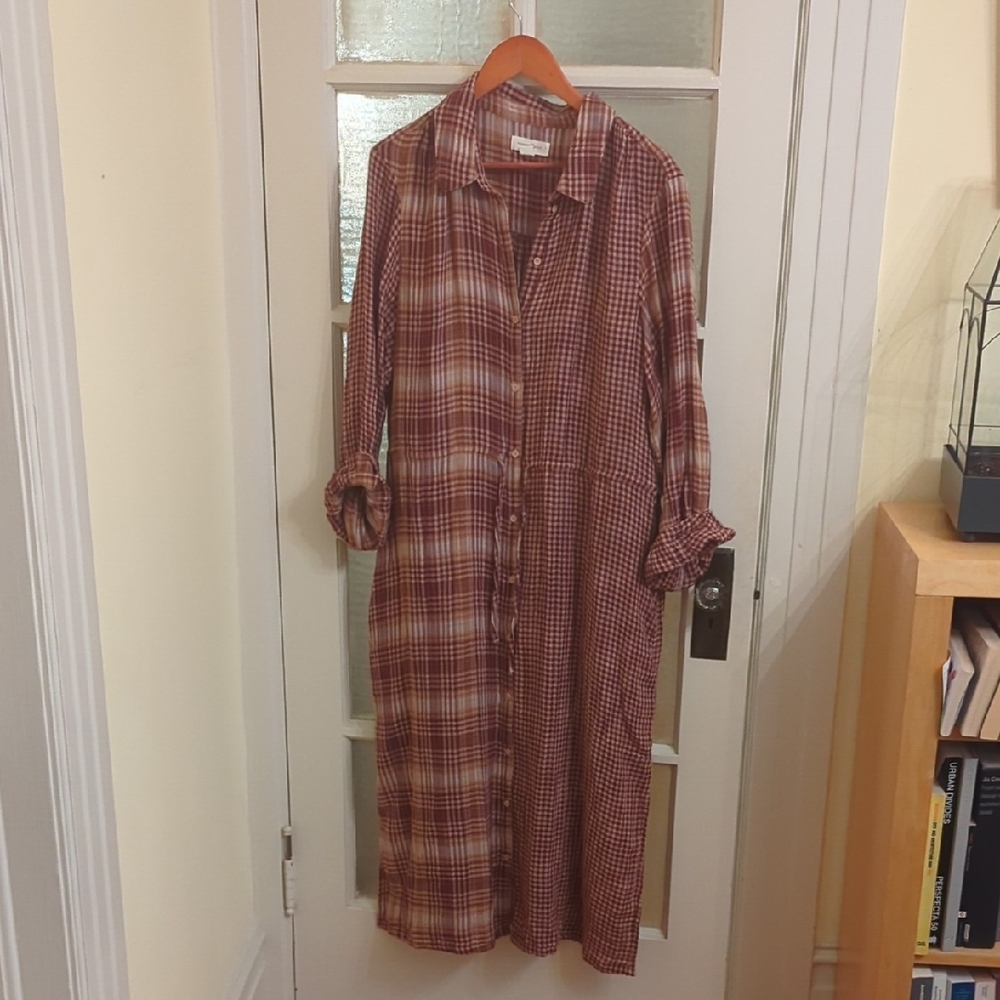 Treasure & Bond Red Plaid Long Sleeve Dress